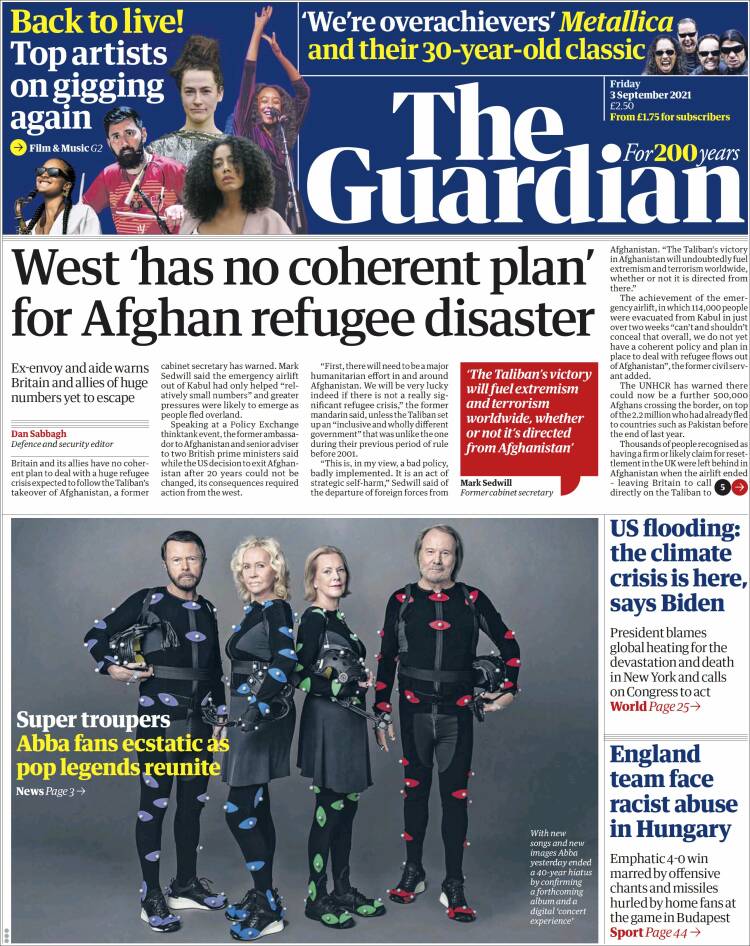 Portada de The Guardian (Reino Unido)