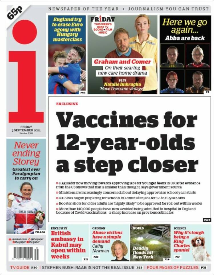 Portada de The i (Reino Unido)