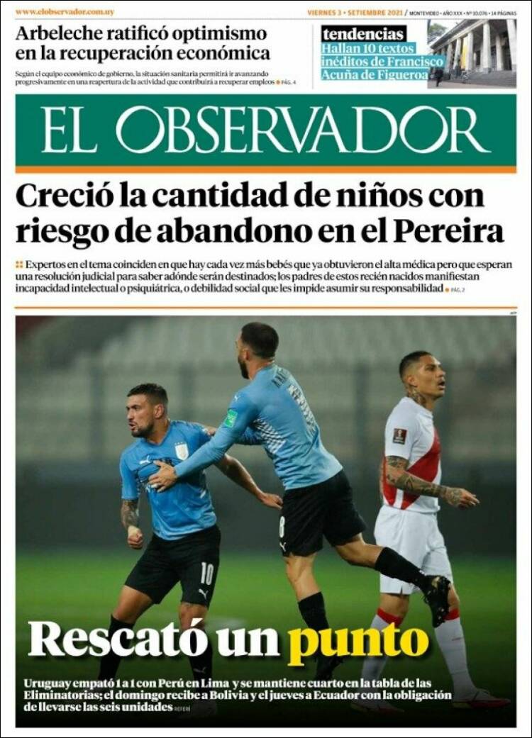 Portada de El Observador (Uruguay)