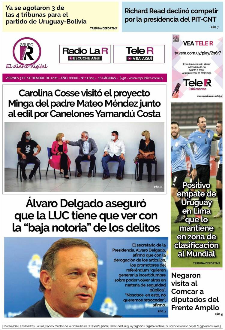 Portada de La República (Uruguay)