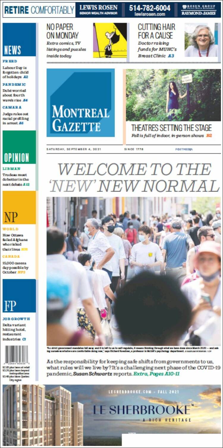 Portada de The Gazette (Canad&aacute;)