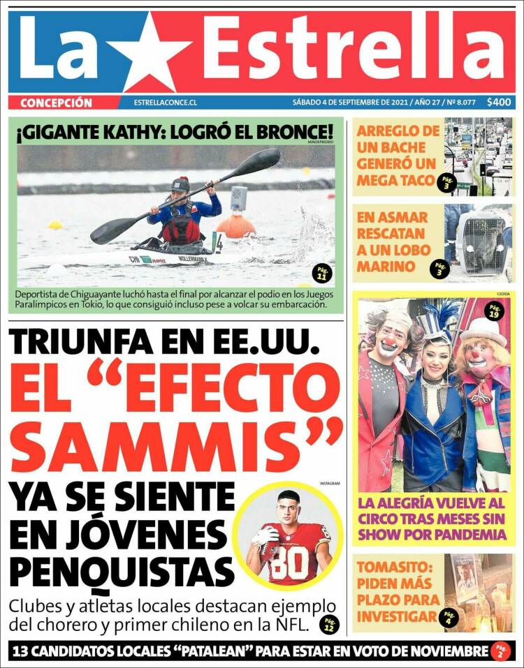 Portada de La Estrella de Concepción (Chile)