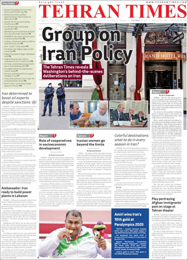 Portada de TehranTimes (Ir&aacute;n)