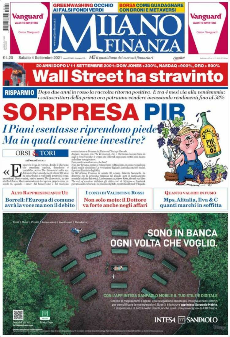 Portada de Milano Finanza (Italia)