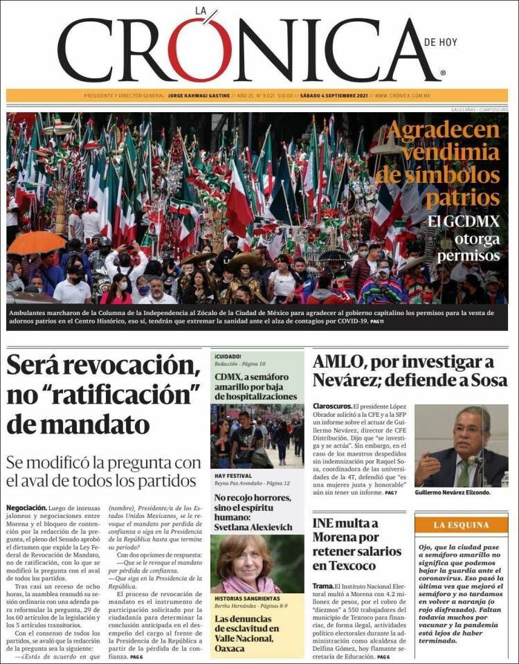 Portada de La Crónica de Hoy (M&eacute;xico)