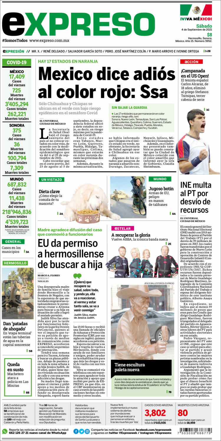 Portada de Expreso (M&eacute;xico)