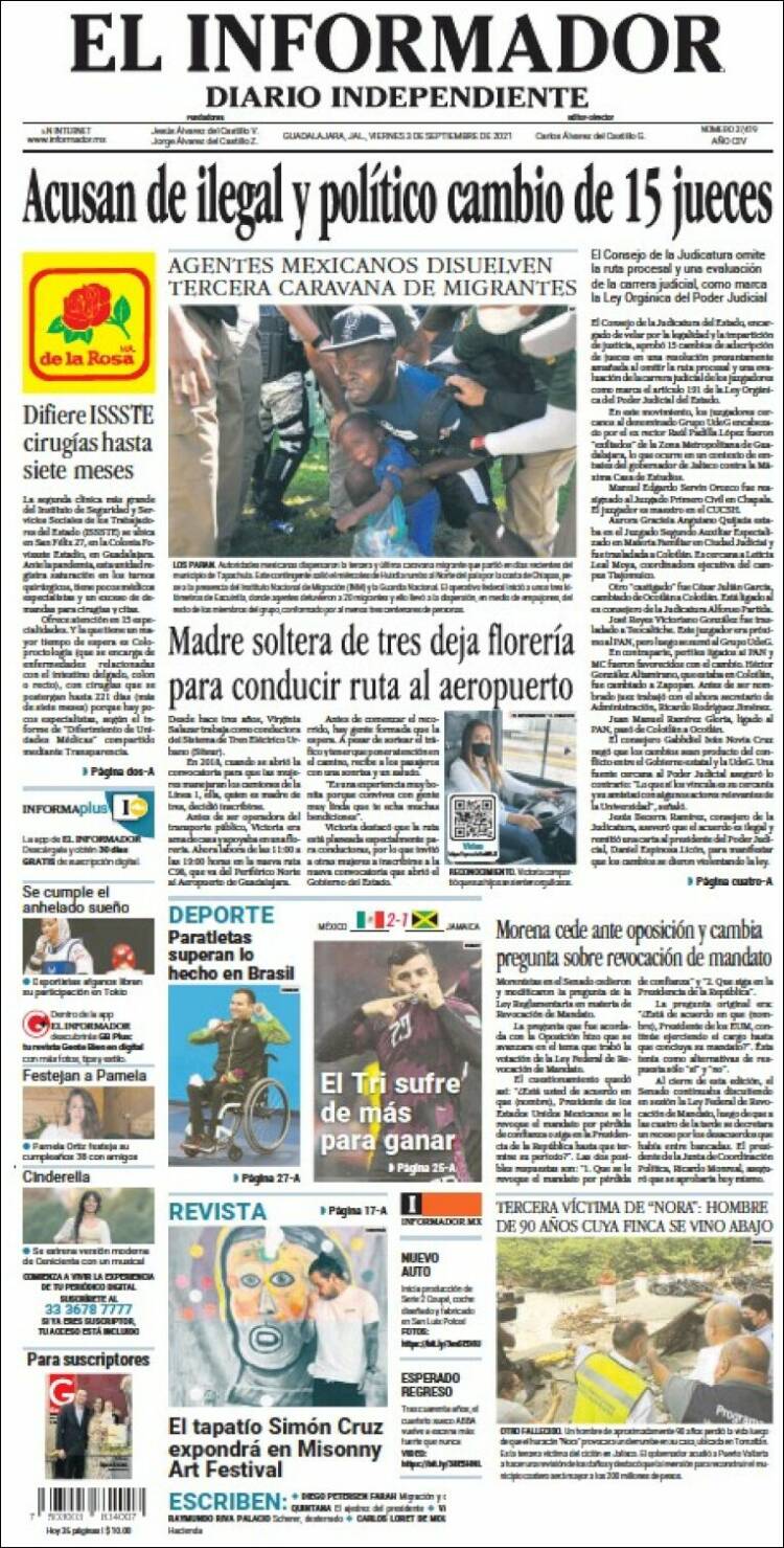 Portada de El Informador (M&eacute;xico)