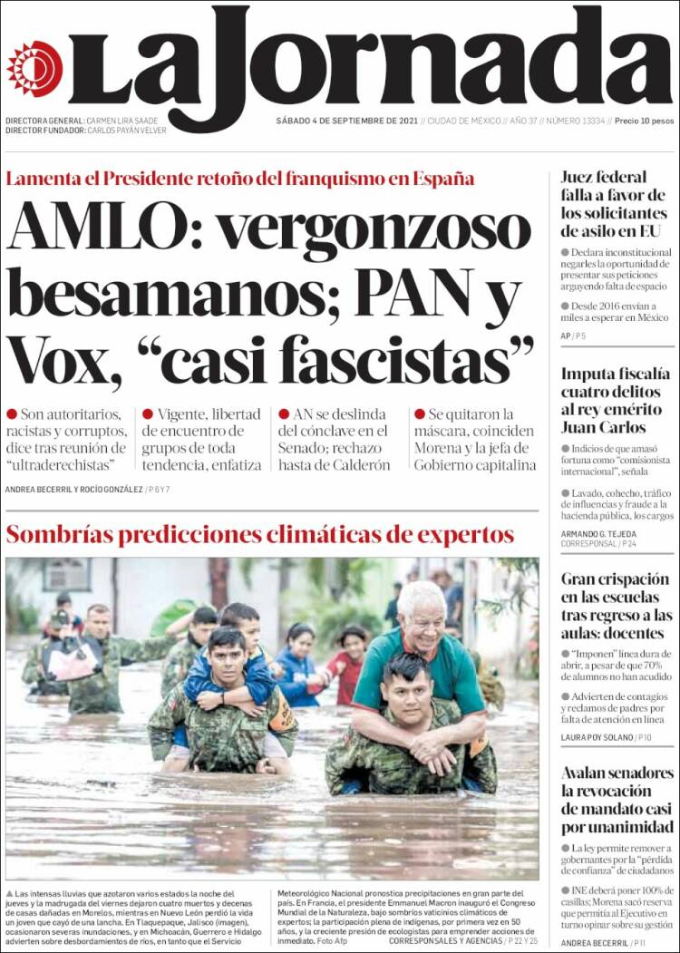 Portada de La Jornada (M&eacute;xico)