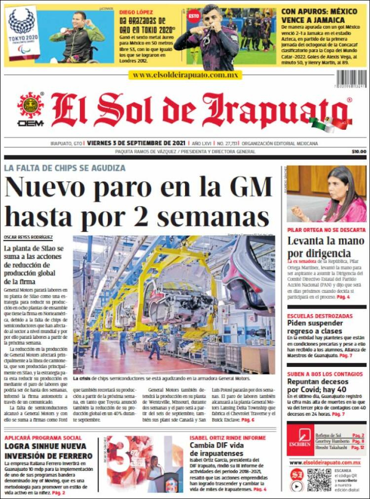 Portada de El Sol de Irapuato (M&eacute;xico)