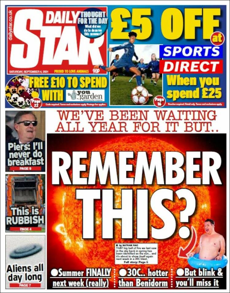 Portada de Daily Star (Reino Unido)