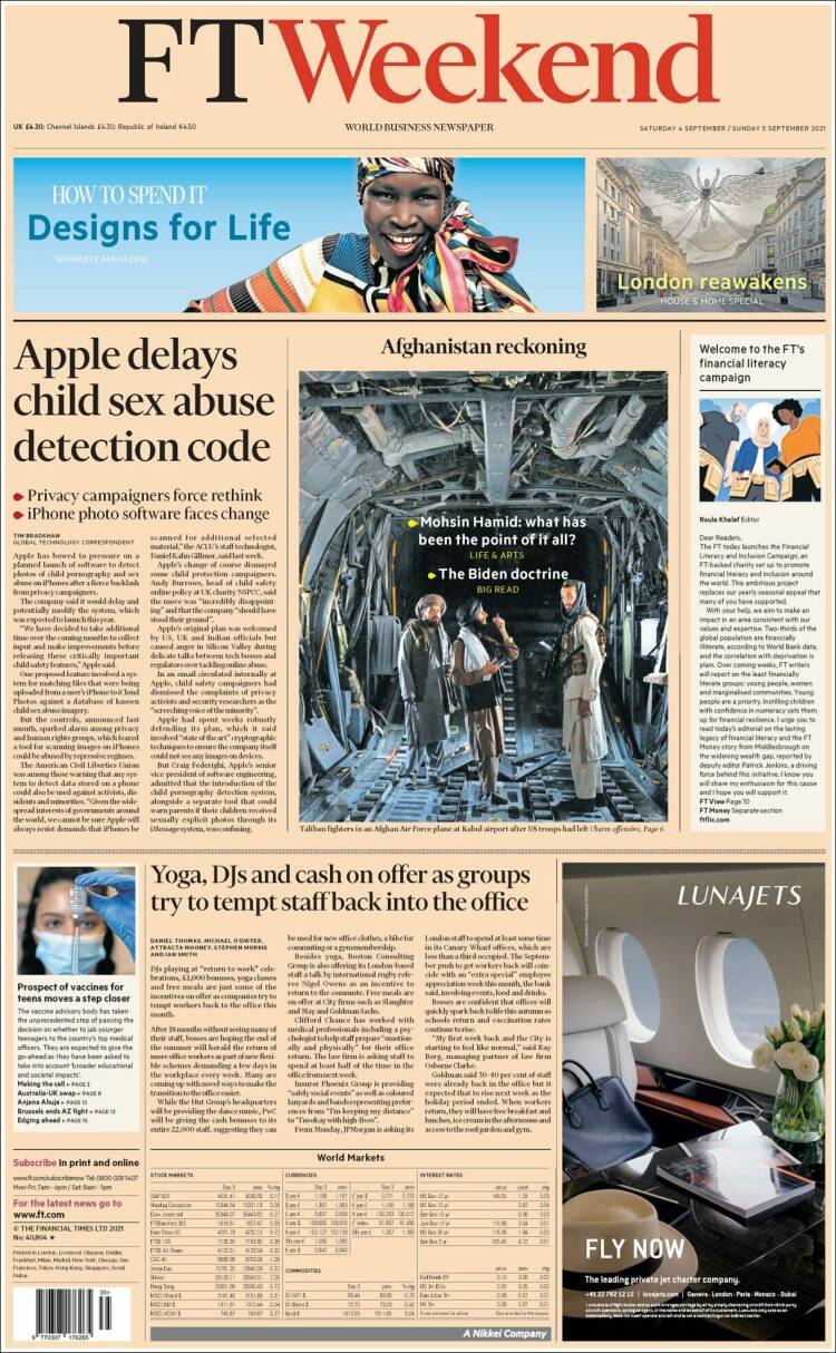 Portada de Financial Times (Reino Unido)