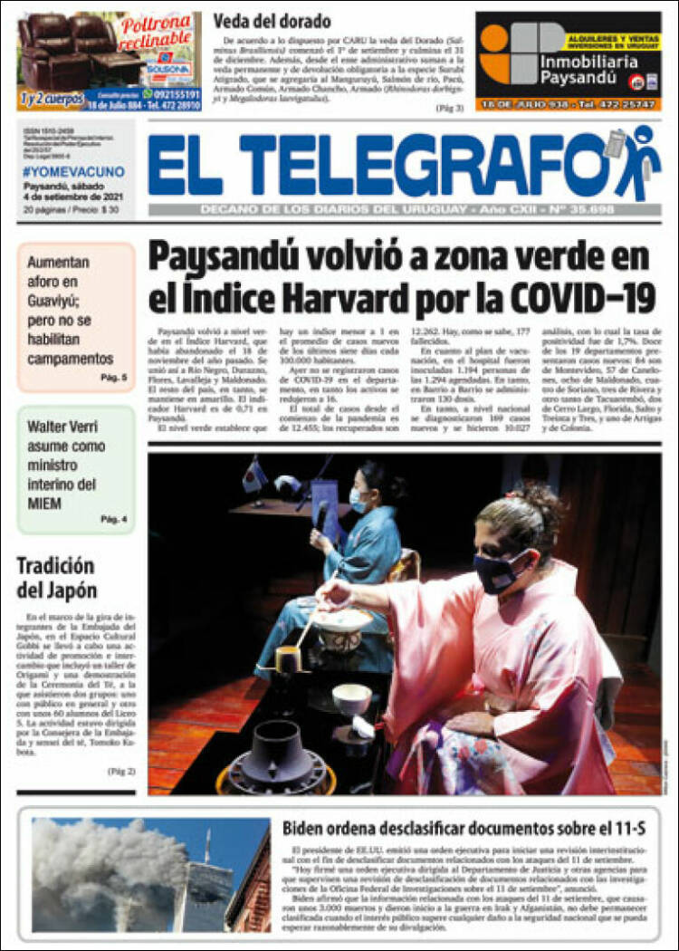 Portada de El Telégrafo (Uruguay)