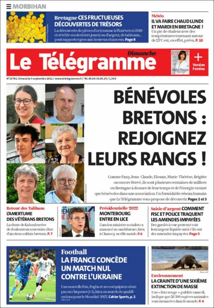 Portada de Télégramme (Francia)