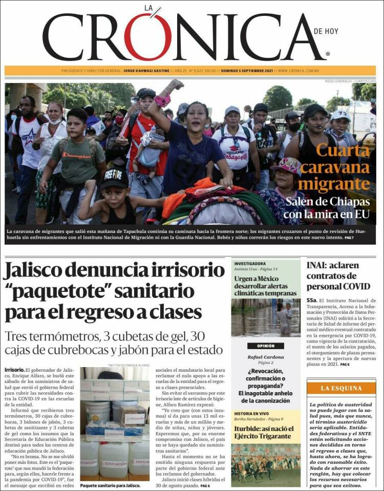 Portada de La Crónica de Hoy (Mexico)