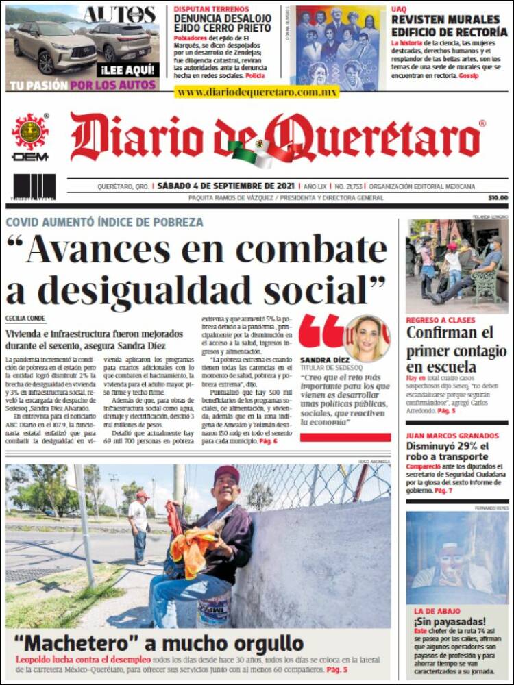 Portada de Diario de Querétaro (México)