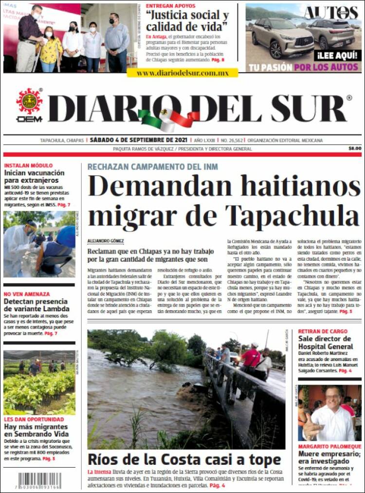 Portada de El Diario del Sur (Mexico)