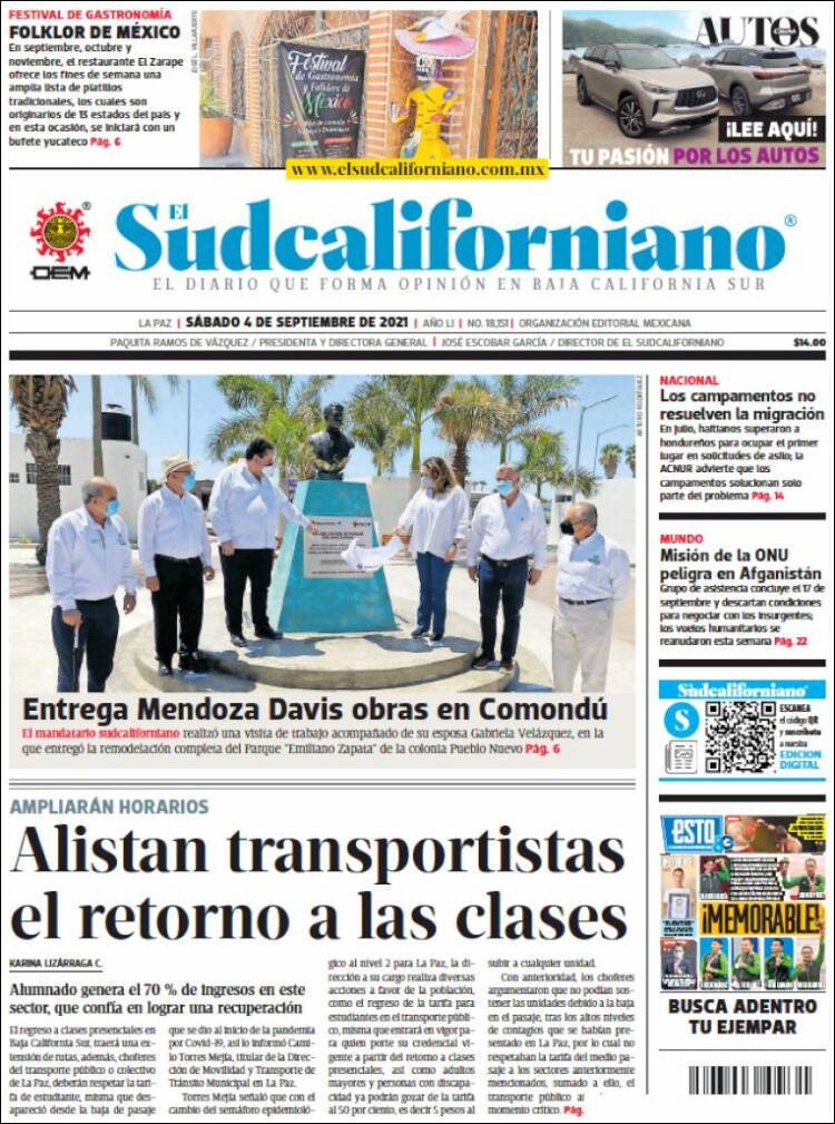 Portada de El Sudcaliforniano (México)