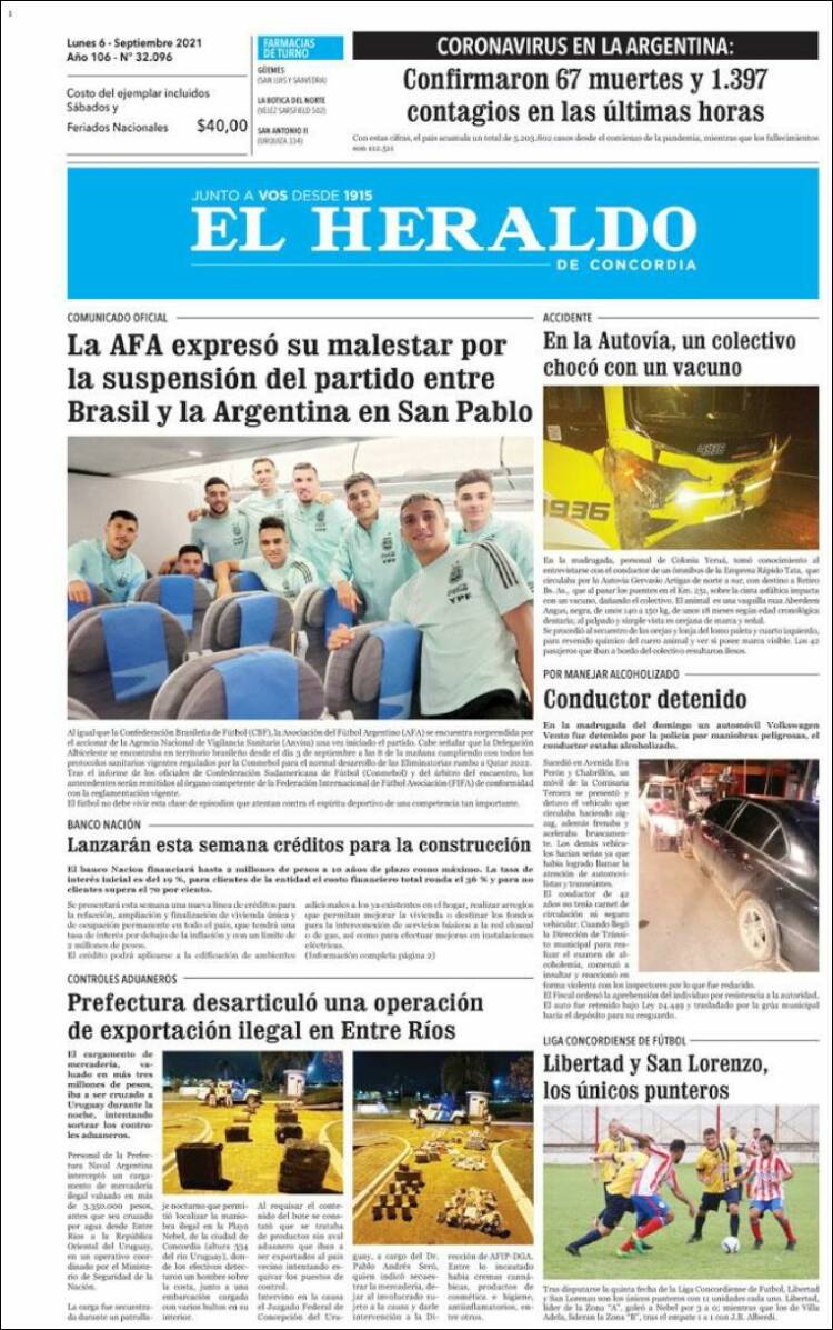 Portada de El Heraldo de Concordia (Argentina)