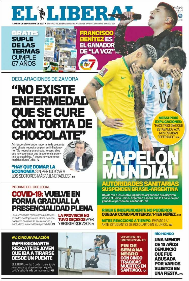 Portada de Diario El Liberal (Argentina)