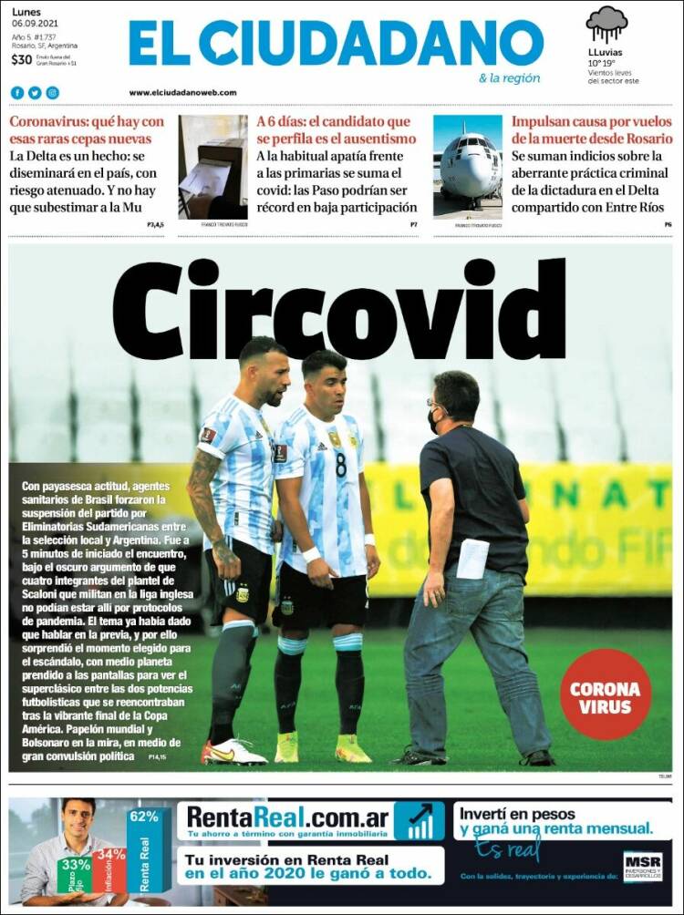 Portada de Diario El Ciudadano (Argentina)