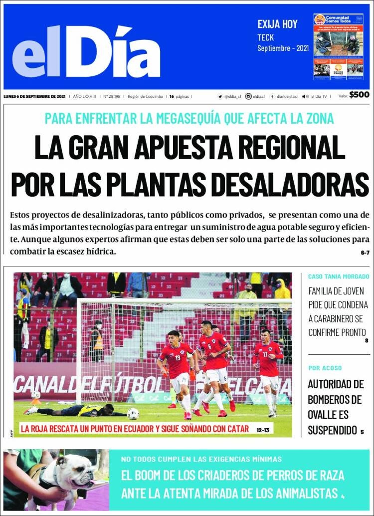 Portada de El Día (Chile)