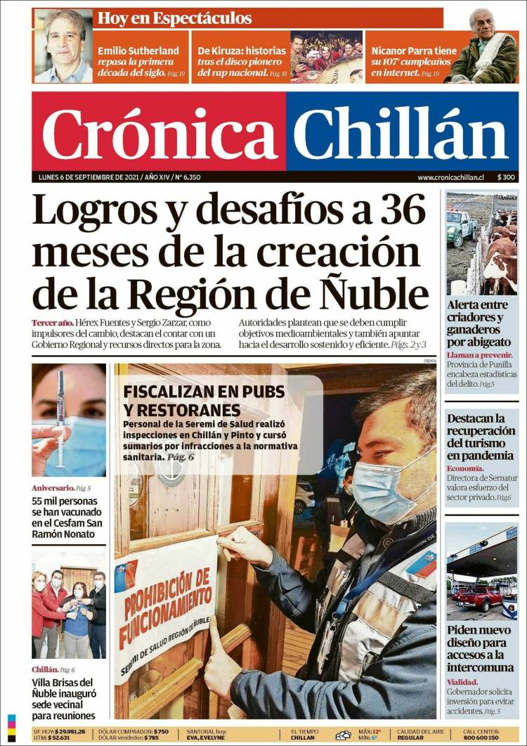 Portada de Crónica Chillán (Chile)