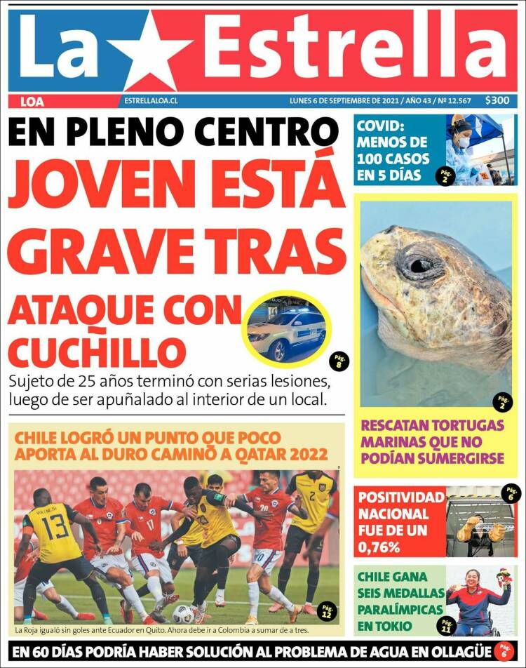 Portada de La Estrella de Loa (Chile)