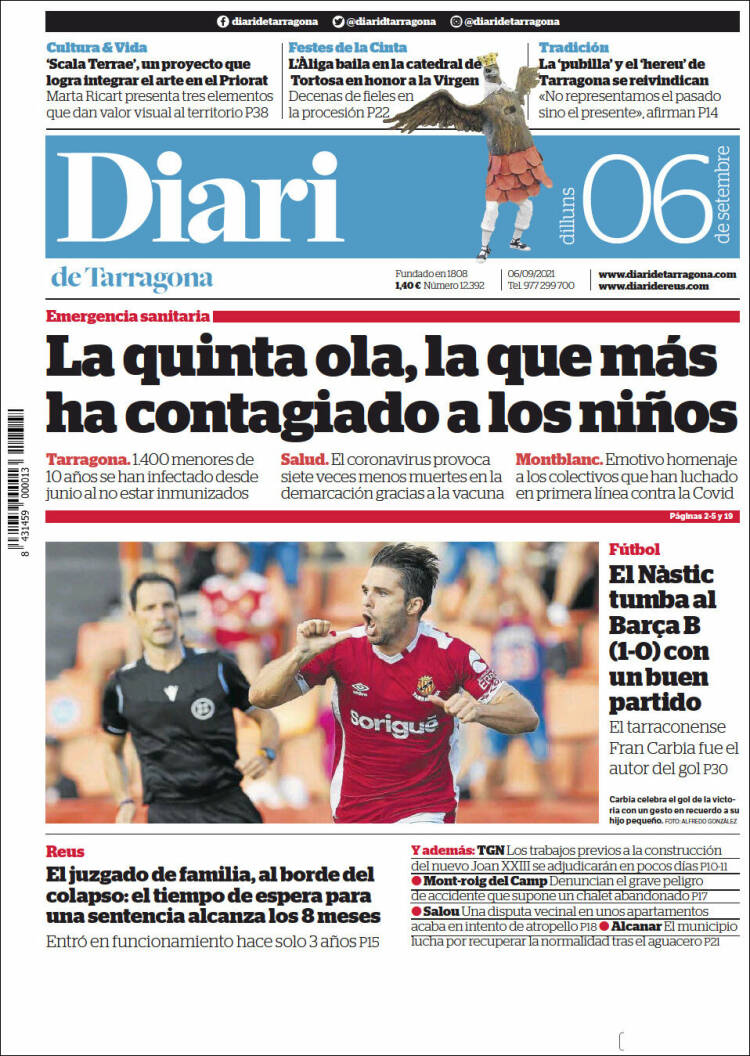 Portada de Diari de Tarragona (España)