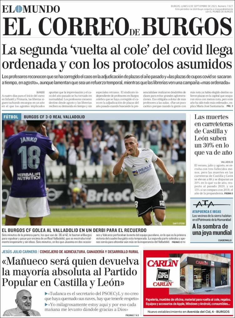 Portada de El Correo de Burgos (España)