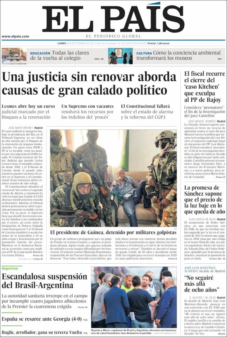 Portada de El País (España)