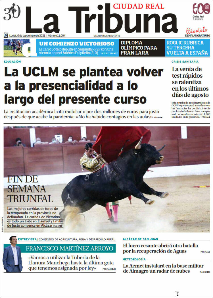 Portada de La Tribuna de Ciudad Real (España)