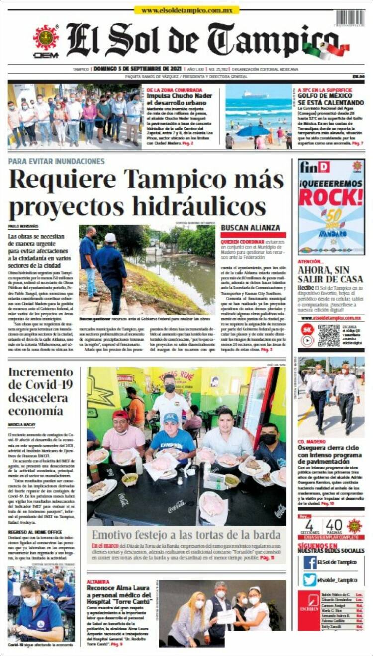 Portada de El Sol de Tampico (México)