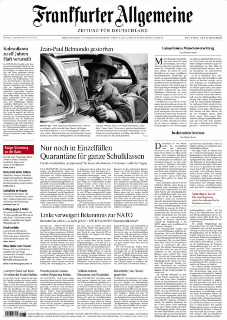 Portada de Frankfurter Allgemeine (Alemania)