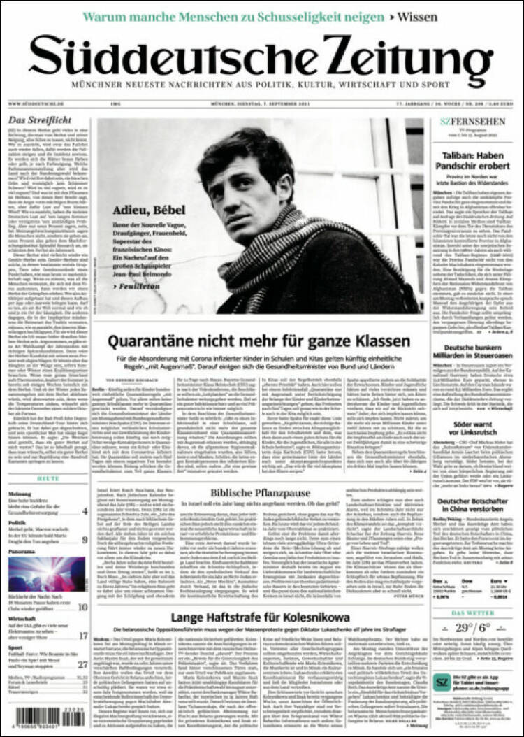 Portada de Sueddeutsche (Alemania)