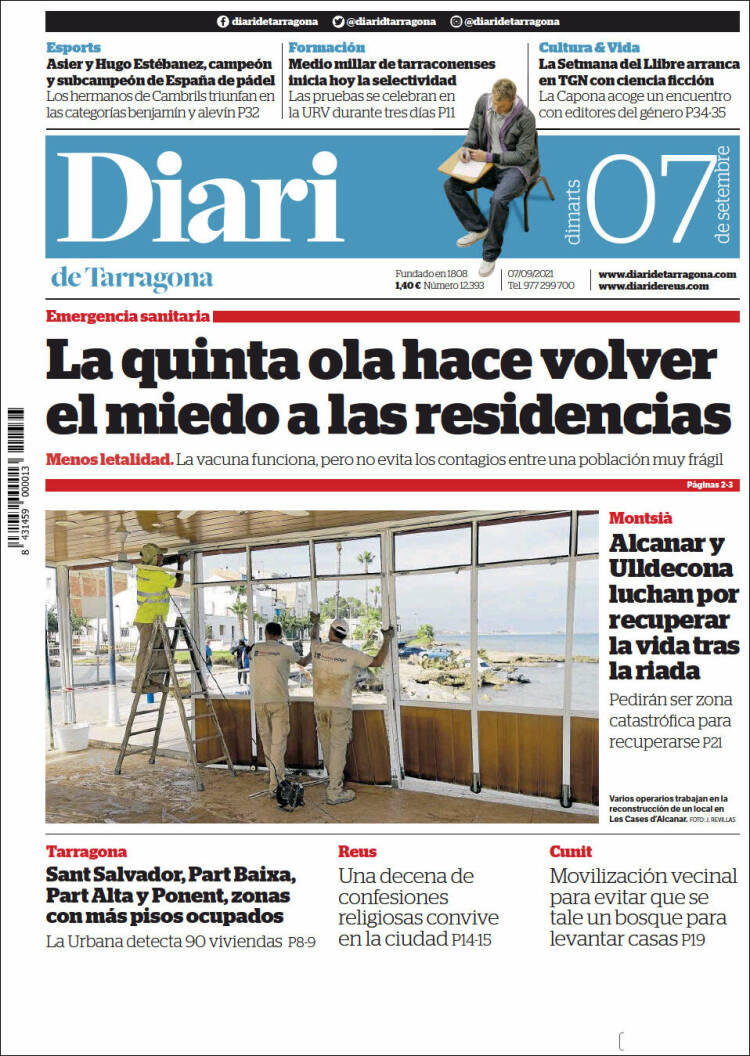 Portada de Diari de Tarragona (España)
