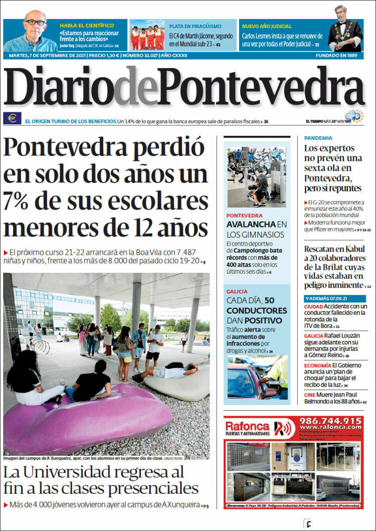 Portada de Diario de Pontevedra (España)