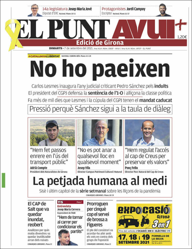 Portada de El Punt Avui - Girona (España)