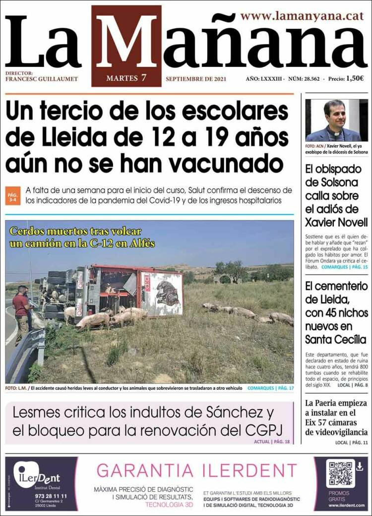 Portada de La Mañana - Diari de Ponent (España)