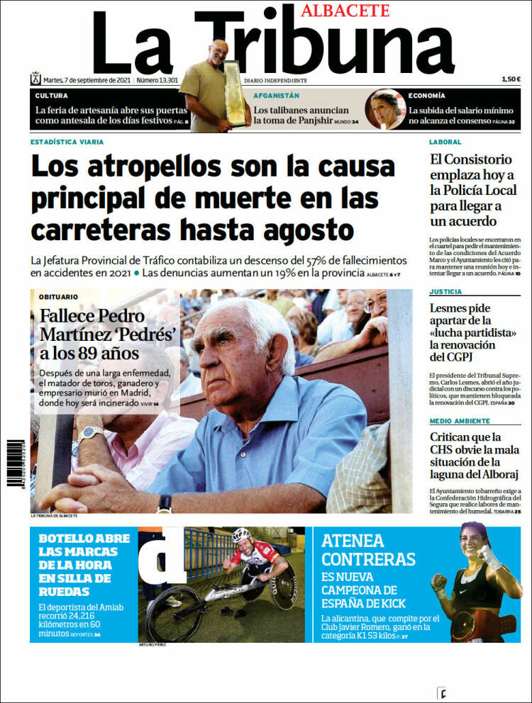 Portada de La Tribuna de Albacete (España)