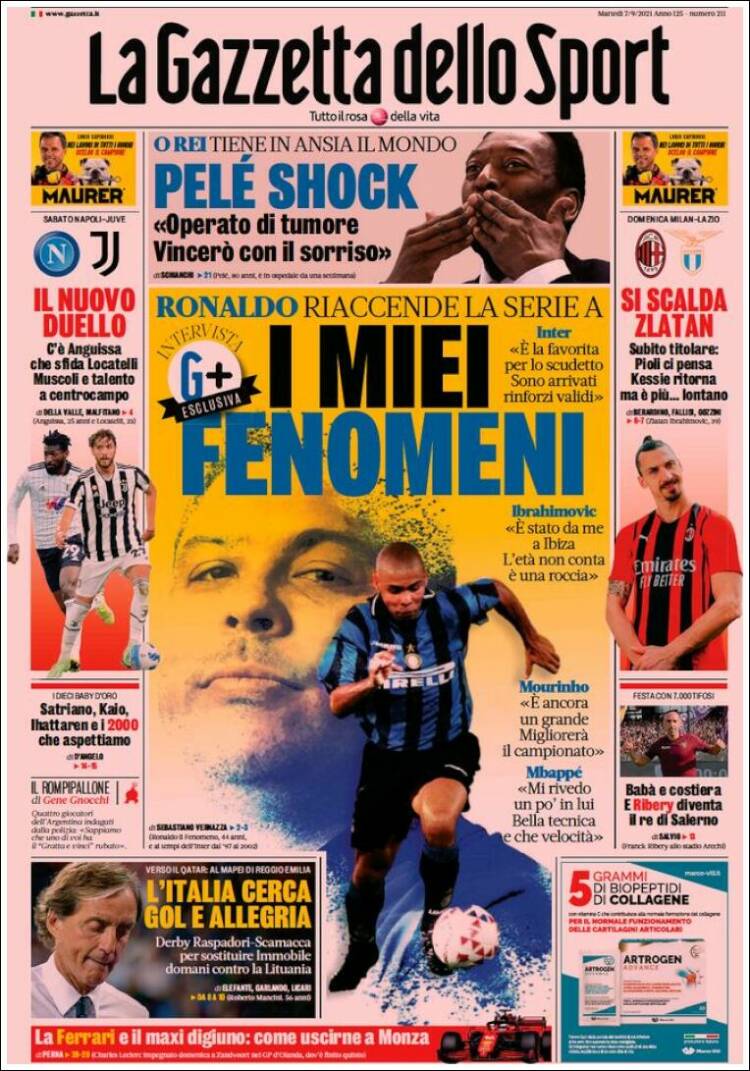 Portada de La Gazzetta dello Sport (Italia)