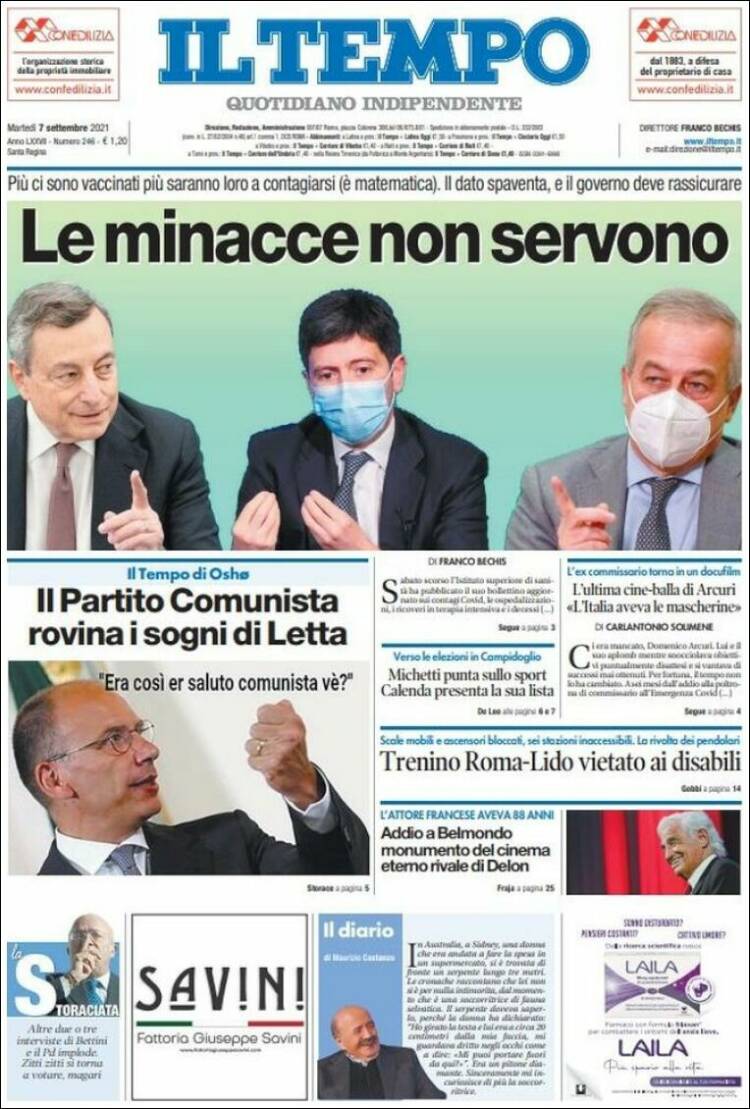 Portada de Il Tempo (Italia)