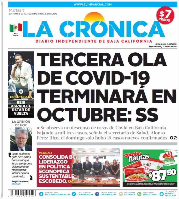 Portada de La Crónica de Baja California (M&eacute;xico)