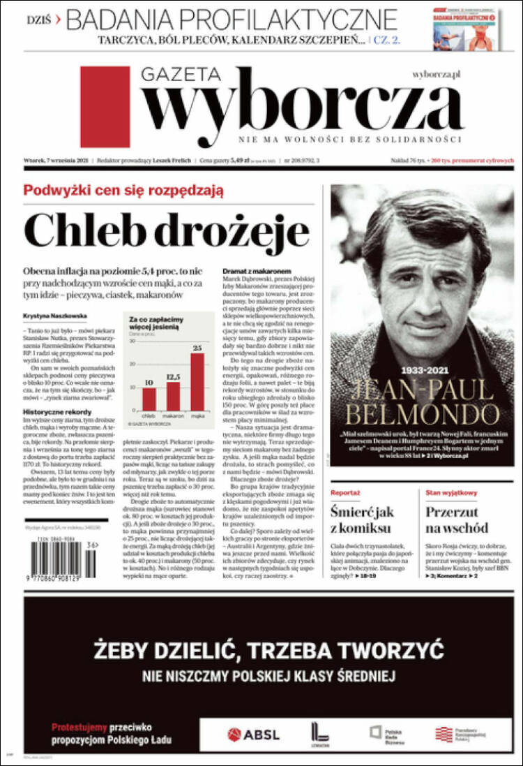 Portada de Gazeta Wyborcza (Polonia)