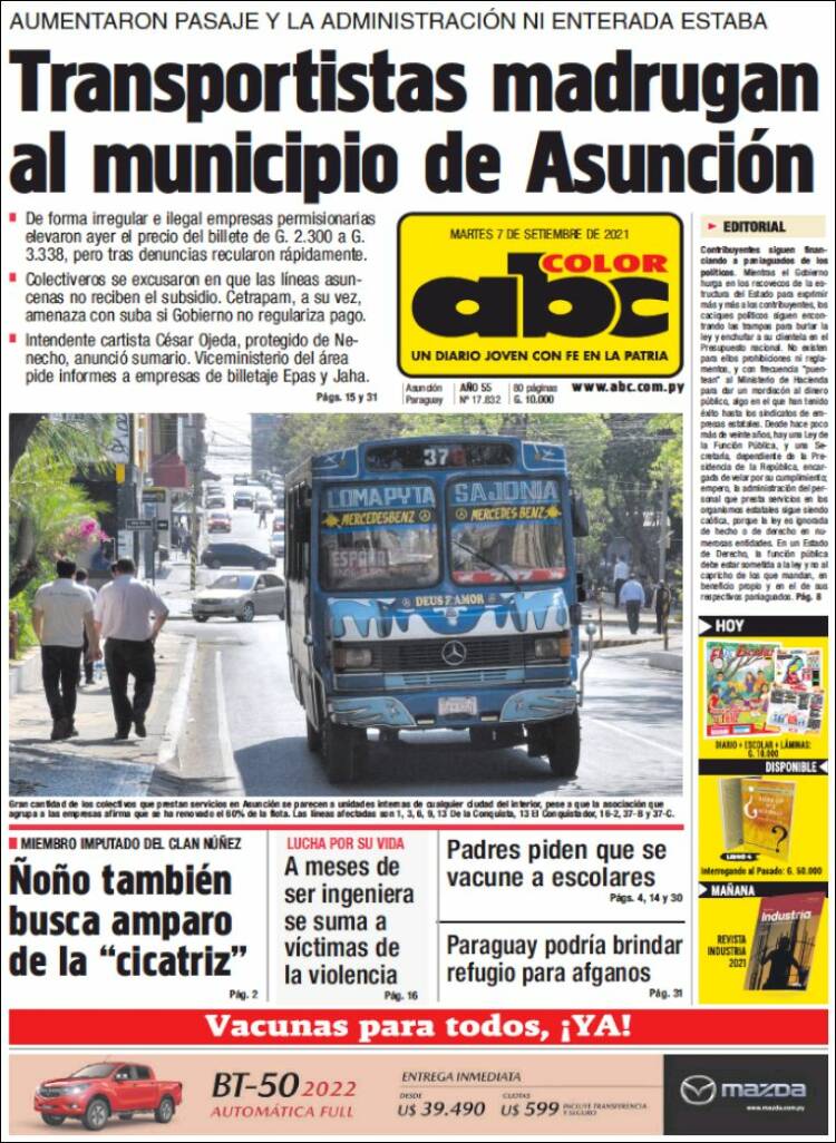 Portada de ABC Color (Paraguay)