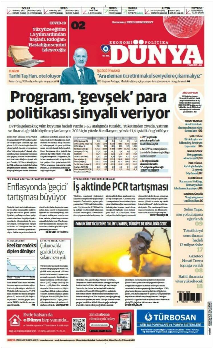 Portada de Dünya (Turqu&iacute;a)