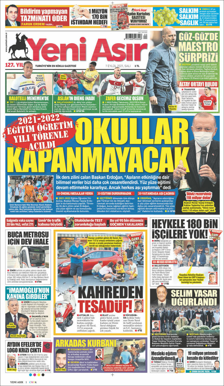 Portada de Yeni Asır (Turqu&iacute;a)