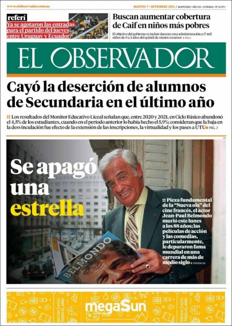 Portada de El Observador (Uruguay)