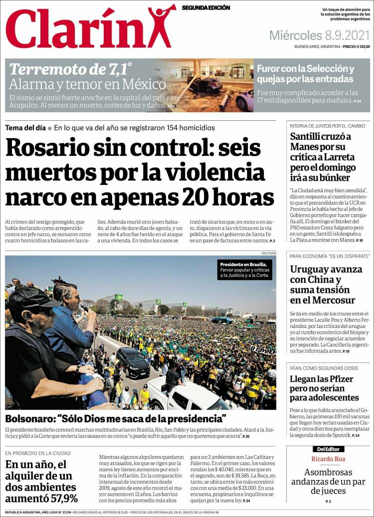 Portada de Clarín (Argentina)