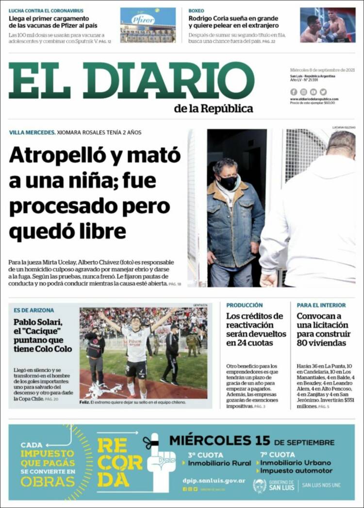 Portada de Diario de la República (Argentina)