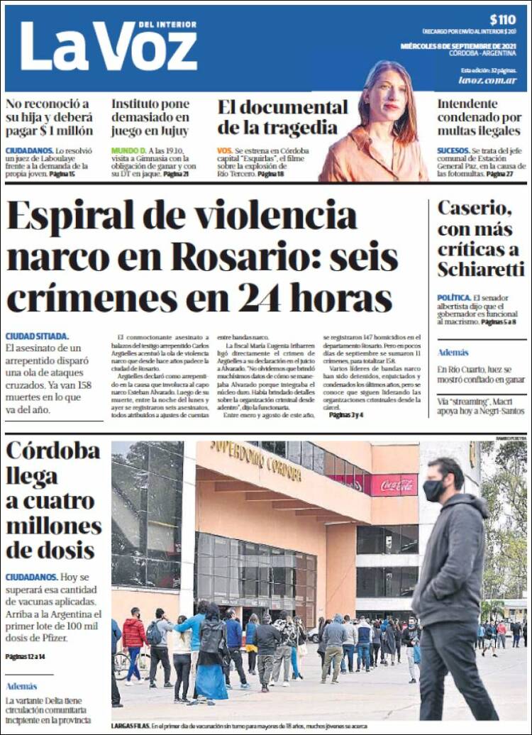 Portada de La Voz del Interior (Argentina)